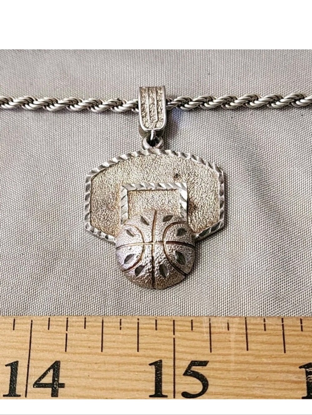 Sterling Silver Basketball Hoop Pendant Only Used Marked/Tested+